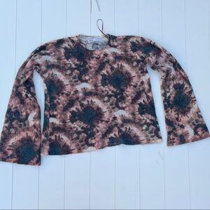 Zara Pink and Black Tie-Dye Long Sleeve Top